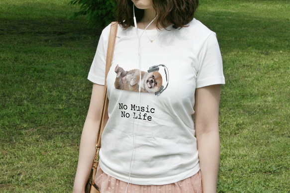 送料無料☆【ドライTシャツ】柴子犬だってNo Music No Life 1枚目の画像