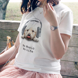 送料無料☆【ドライTシャツ】ゴールデンレトリバー子犬だってNo Music No Life 2枚目の画像