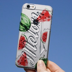 クリアケース【全機種対応】送料無料☆ watermelon スイカのストラップ付き iPhone8 iPhoneX 5枚目の画像