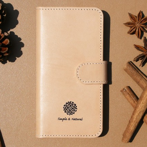 2枚ポケット付き　ヌメ革　ナチュラル　iPhoneケース　手帳型　本革 2枚ポケット付き ヌメ革iPhoneケース ナチュラル スマホケース