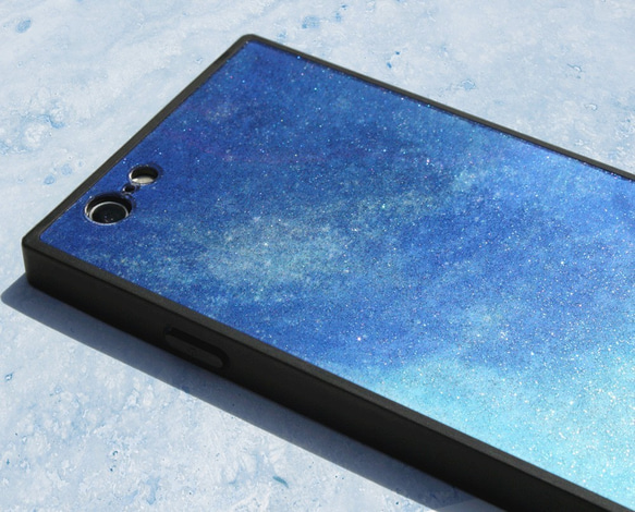 iPhone ハードケース スクエアケース Starry Sky 星空 ガラス iPhone8 iPhoneX 4枚目の画像