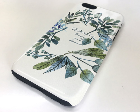 送料無料 耐衝撃ケース タフケース 水彩で描いた花とハーブ iPhoneXs iPhoneX 2枚目の画像