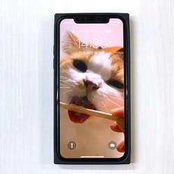 【Creema限定】iPhoneXR スクエアケース 本革 ブラウン iPhoneXS iPhoneXS Max 3枚目の画像