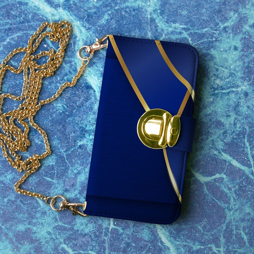 iPhone17 全機種対応☆手帳型 差し込み錠タイプ ゴールド＆ロイヤル