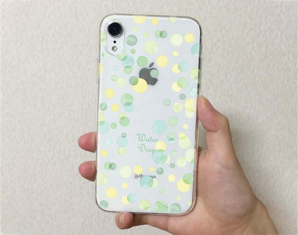 送料無料 全機種対応☆TPUケース 水玉 グリーン iPhone15/iPhone15 Pro/ 2枚目の画像