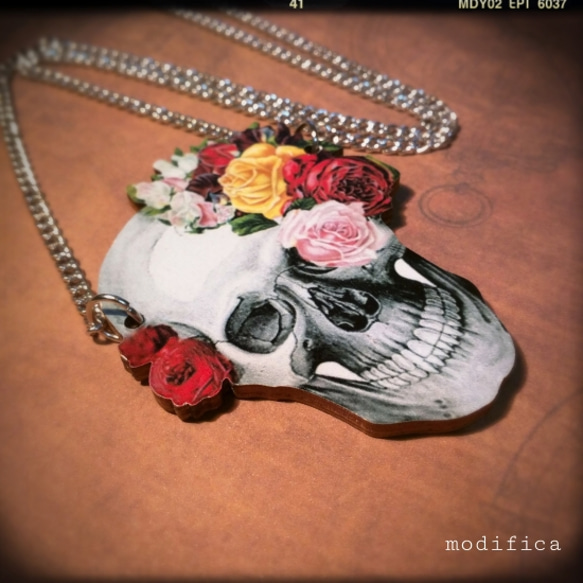 SKULL FLOWER NECKLACE　スカル　フラワー　ネックレス 2枚目の画像