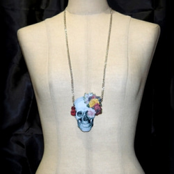 SKULL FLOWER NECKLACE　スカル　フラワー　ネックレス 3枚目の画像