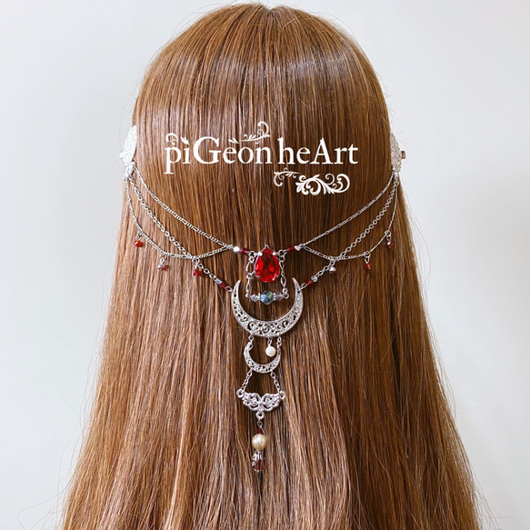 バックカチューシャ ❥Angel  月と月の雫 大天使の髪飾りRS 〜サドキエル〜 3枚目の画像