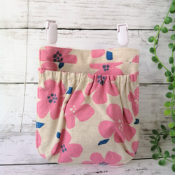 送料無料 移動ポケット バッグインポケット ベージュ×花柄 ふた無し