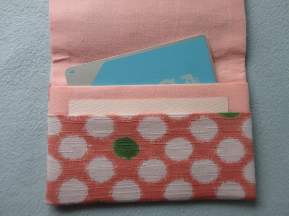 巾着袋 ＆ カード入れ セット　ピンク色(ぼんぼん玉)　No.072 3枚目の画像
