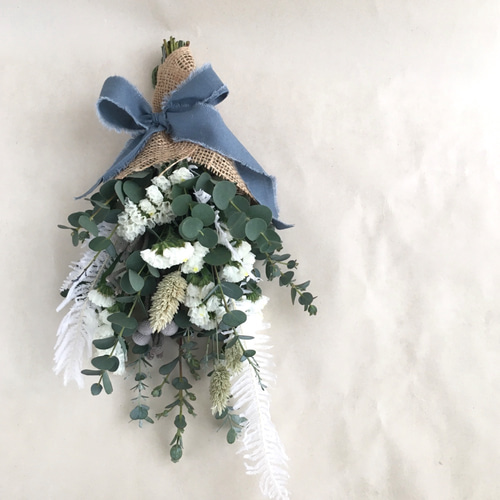 ユーカリとスターチスのスワッグ白 ドライフラワー cocoro+ 通販