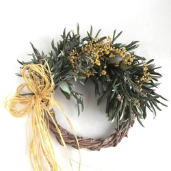 ミモザとオリーブのハーフリース（現品） ドライフラワー cocoro+ 通販