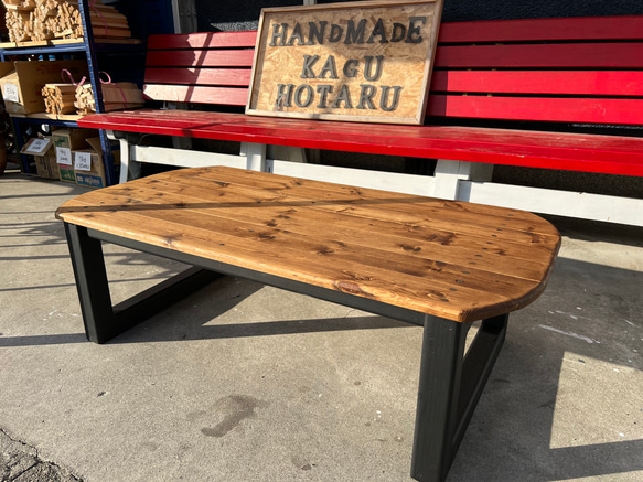 hotaru　男前家具　ローテーブル　楕円型　リビングテーブル　天然木　無垢材　オーダー可　人気商品 2枚目の画像