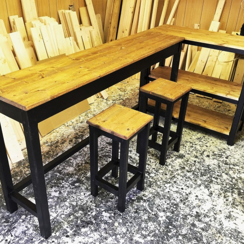 hotaru 男前家具 3点カウンター キャビネット スツール セット 作業台