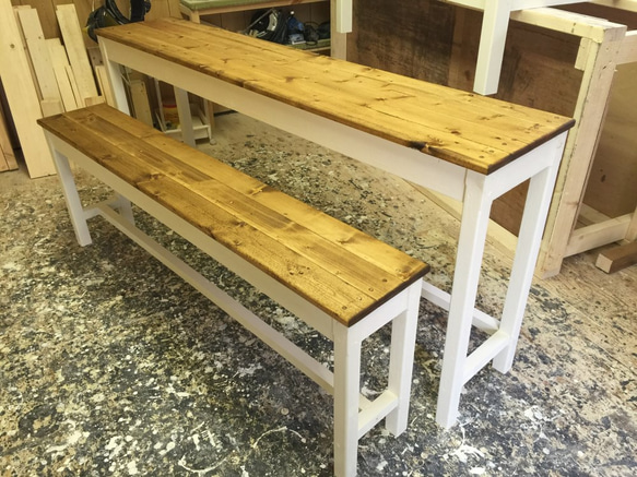 hotaru カントリー カウンター 長いす セット ベンチ付き 作業台