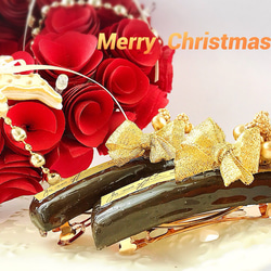 大人達のクリスマスチョコレートケーキのバレッタ（大） 1枚目の画像