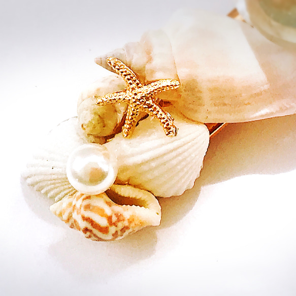 海のかけらと貝殻のヘアクリップ 5枚目の画像