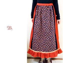 【花柄ヴィンテージ】ガーデンスカート（オレンジローズ）☆送料無料☆ 2枚目の画像