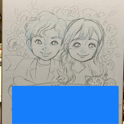 似顔絵イラストsampleページ♡ 単色似顔絵 色紙サイズ イラスト natsumike 通販 5093873