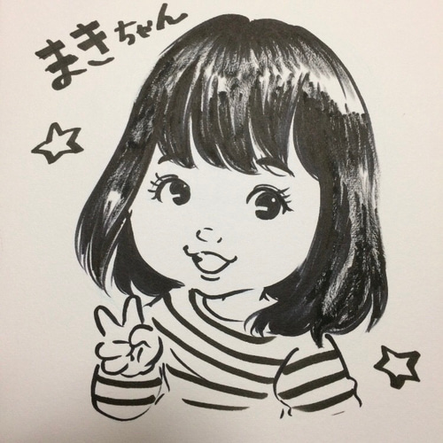 似顔絵 オーダー イラスト ☆ 誕生日 似顔絵 A4 色紙 (242㎜×273