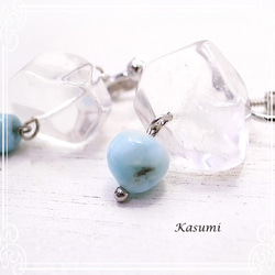 Kasumi　ラリマーと水晶のイヤリング　de-59-ks-272 2枚目の画像