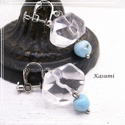 Kasumi　ラリマーと水晶のイヤリング　de-59-ks-272 3枚目の画像