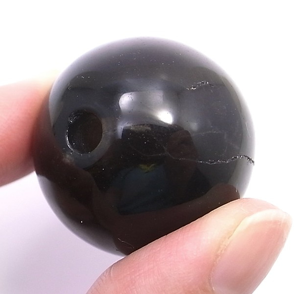 大尺寸天然石珠/出售黑煙石英30mm孔4mm圓形球珠GS-SP-8040 第4張的照片
