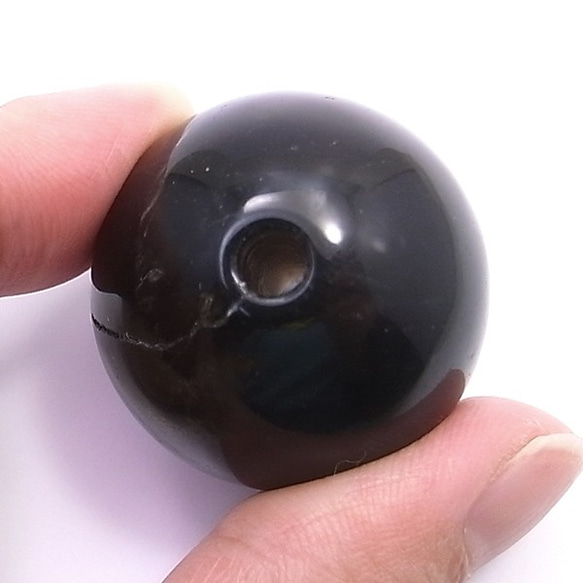 大尺寸天然石珠/出售黑煙石英30mm孔4mm圓球珠gs-sp-8041 第3張的照片