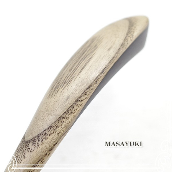 MASAYUKI 木製髮夾-Tamo (Kamidai) / Ebony-de-106-my-32 第2張的照片