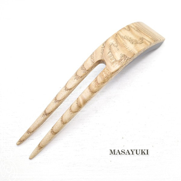 MASAYUKI 兩個木製髮夾-Tamo / Ebony-de-106-my-38 第1張的照片