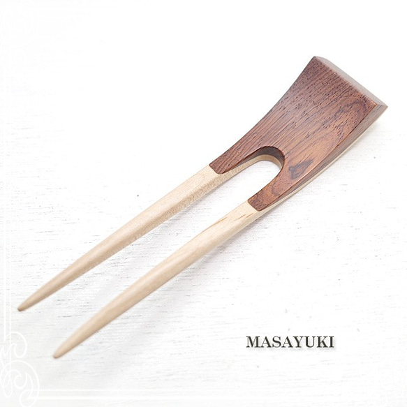 MASAYUKI 兩個木製髮夾-楓木 Ching Chong Rosewood-de-106-my-39 第2張的照片