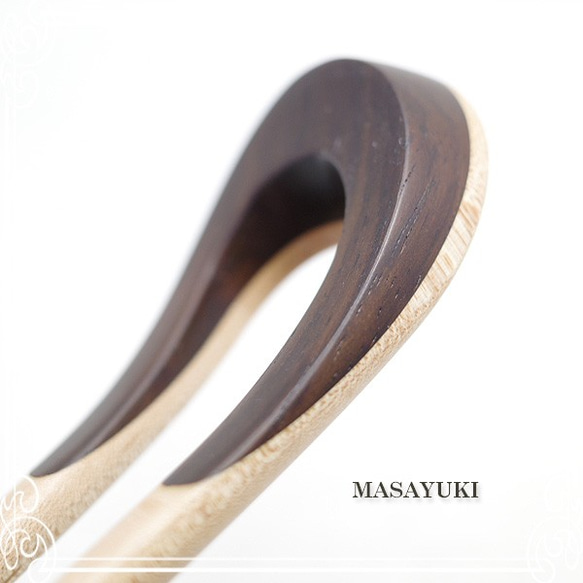 MASAYUKI 2 個木製髮夾 - 楓木，真正的紫檀木 - de-106-my-40 第3張的照片