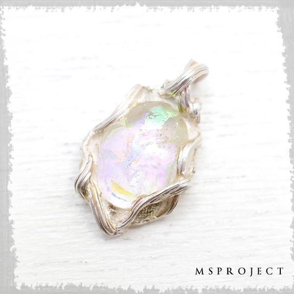 MS project　シルバー1000　チタンガラスペンダント　ペンダントトップ　de-67-ms-086