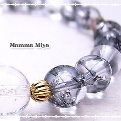 【再販】Mamma Miya　黒爆裂水晶・水晶・七宝数珠玉の腕輪　de-51-14 4枚目の画像