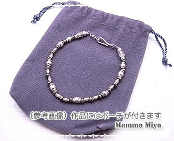 【再販】Mamma Miya　黒爆裂水晶・水晶・七宝数珠玉の腕輪　de-51-14 6枚目の画像