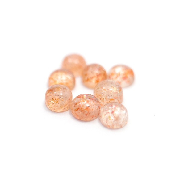 天然石 ルース 卸売　サンストーン Sunstone　ラウンドカボション　3mm（2個セット） 3枚目の画像