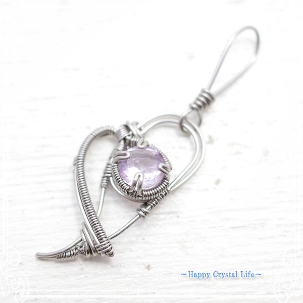 ハピクリ　アメジストのワイヤーペンダント　ペンダントトップ　de-14-hc-037