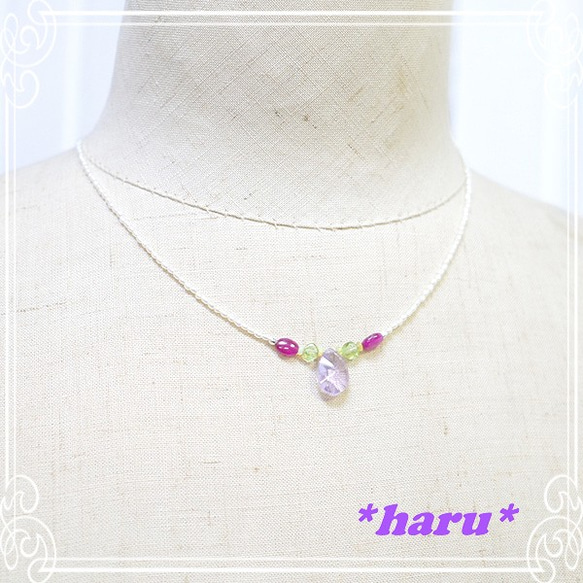 * haru *紫水晶和淡水珍珠項鍊de-107-hr-10 第5張的照片