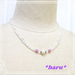 *haru*　ブルームーンストーン＆アコヤ本真珠　ネックレス　de-107-hr-14 5枚目の画像