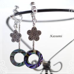 Kasumi Karen Silver 和 Avalon 貝殼耳環 de-59-ks-321 第5張的照片
