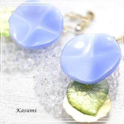 Kasumi Vintage 鈕扣“天藍色”耳環 de-59-ks-324 第2張的照片