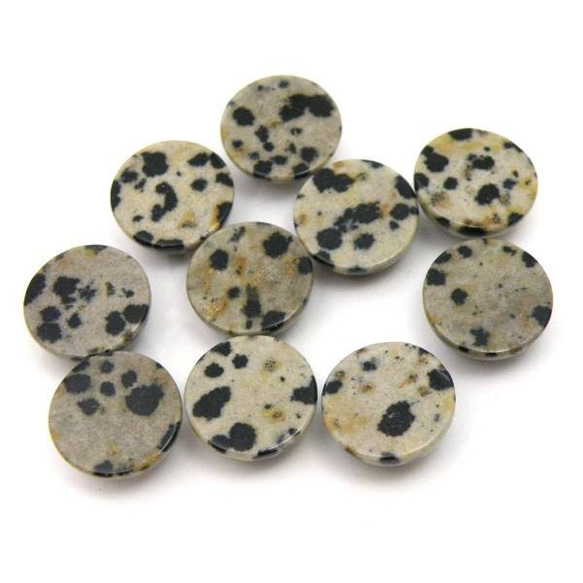 天然石 ルース 卸売　 ダルメシアンジャスパー(Dalmatian Jasper)　ラウンドカボション　14mm 4枚目の画像