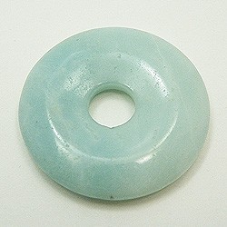 天然石材零件 Peadisc Amazonite 甜甜圈類型 (3 件套) ti-pd-45 約 30 毫米 第1張的照片