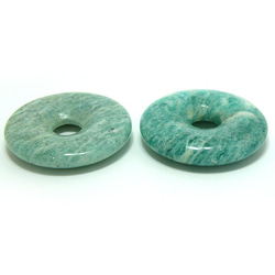天然石材零件 Peadisc Amazonite 甜甜圈類型 (3 件套) ti-pd-45 約 30 毫米 第5張的照片