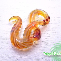 TaigaGlass≪クリアオレンジ≫スネーク風ペンダントトップtg6382 1枚目の画像