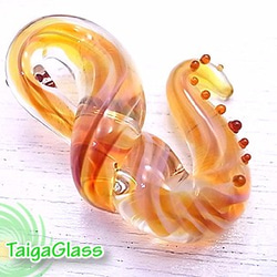 TaigaGlass≪クリアオレンジ≫スネーク風ペンダントトップtg6382 2枚目の画像