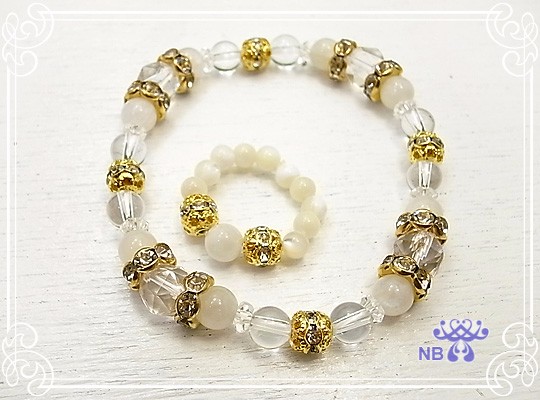 Natural Brilliance　ブルームーンストーンブレスレット　ピンキーリング付　rkw0032