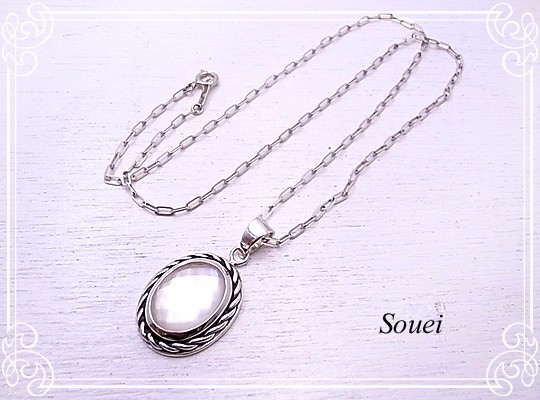 Souei　オーバルチェッカーカットペンダント　stu-001