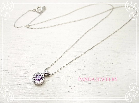 PANDA JEWELRY 　K10WGキラキラハートのネックレス（アメジスト）　p-017-n-a 28,712円