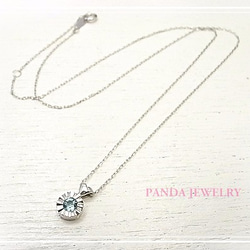 PANDA JEWELRY 　K10WGキラキラハートのネックレス・アクアマリン　p-017-n-aq 1枚目の画像